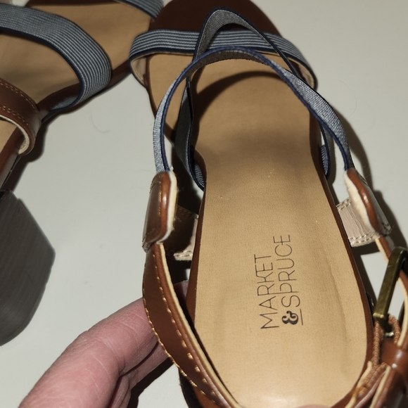 Market & Spruce Sassy Navy and White Striped Block Heel Size 7.5 - Picture 9 of 10